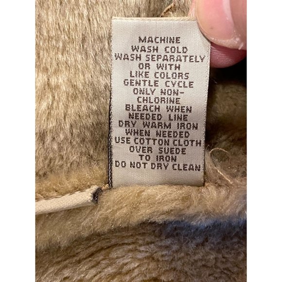 Ruff Hewn Womens Vintage 1980Faux Fur Long Coat Suede Hooded Outerwear Tan Large - Picture 7 of 9